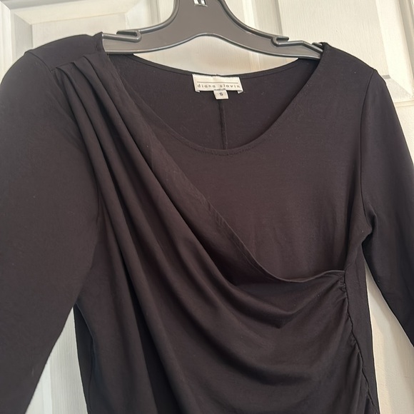 Women’s Diana Slavin Black Faux Wrap 3/4 Sleeve Top, size Small - Picture 2 of 8